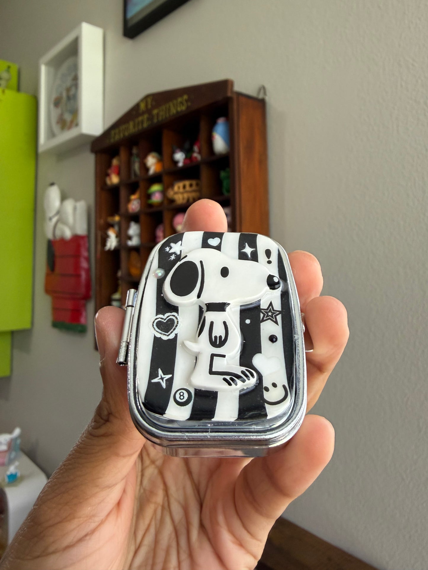 B & W Snoopy Pill Case