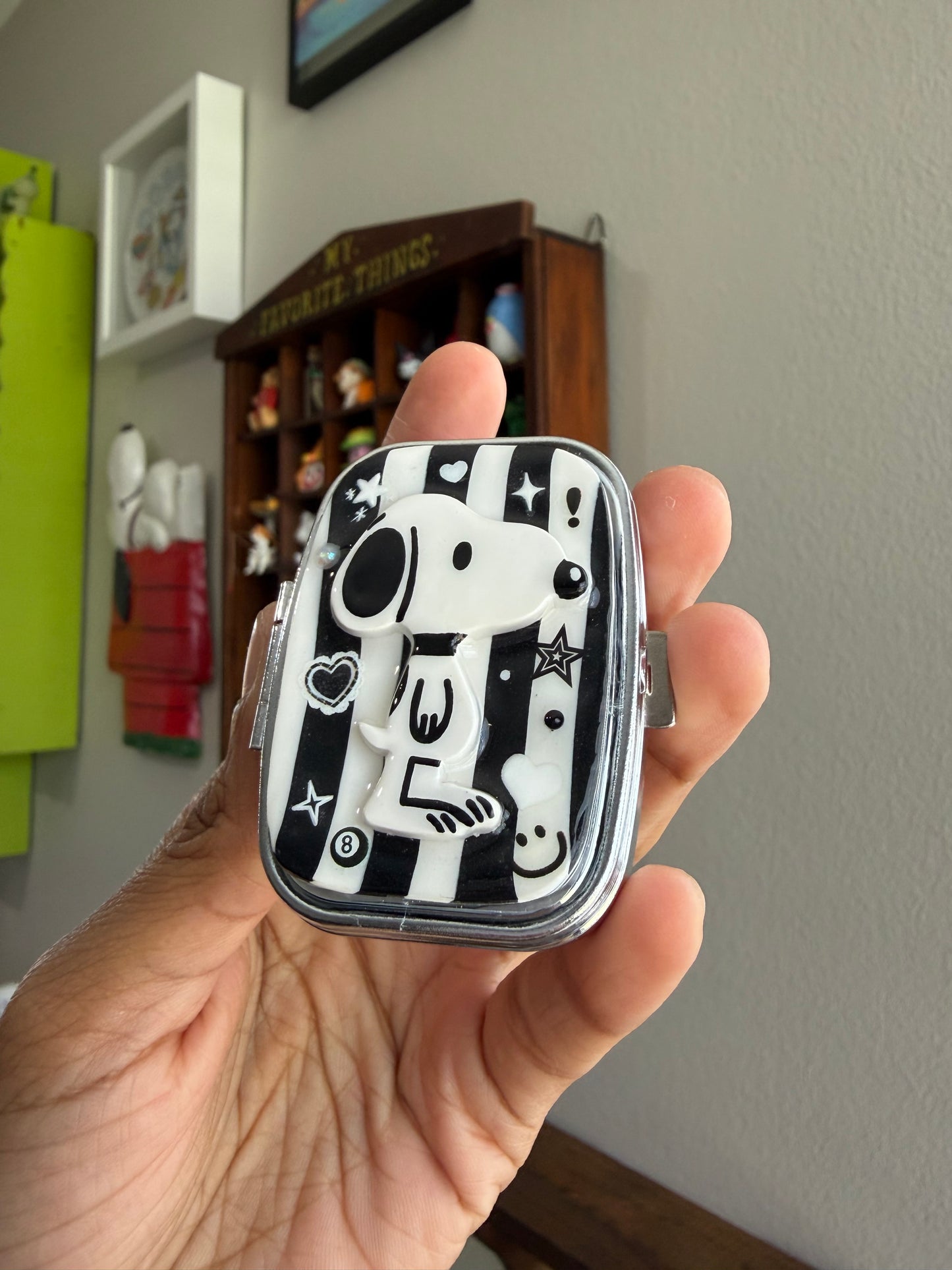 B & W Snoopy Pill Case