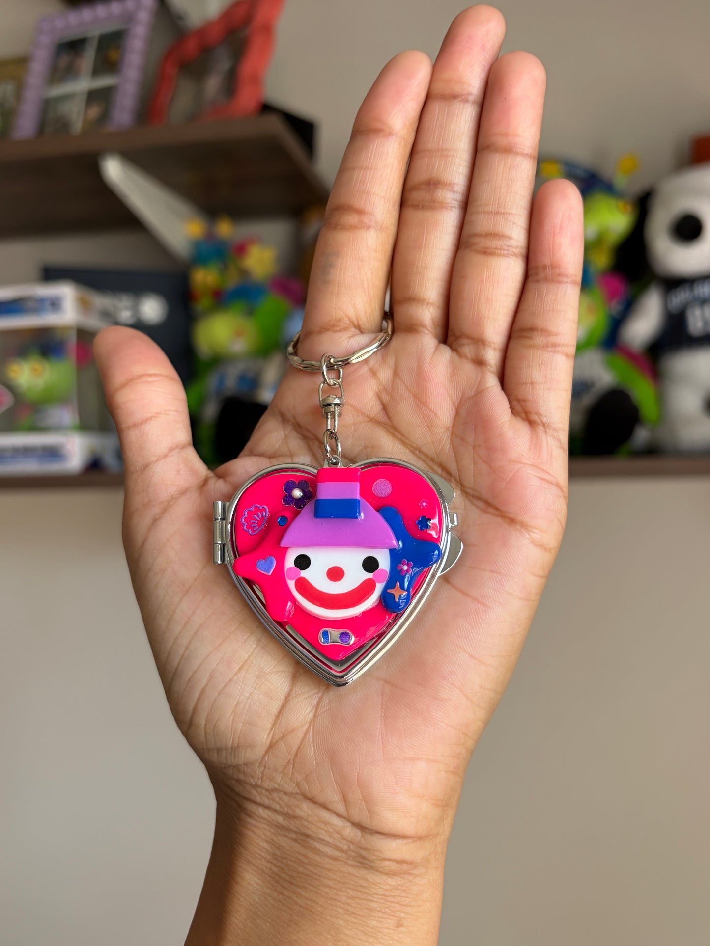 Bi Heart Keychain Mirror