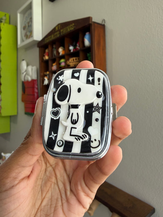 B & W Snoopy Pill Case