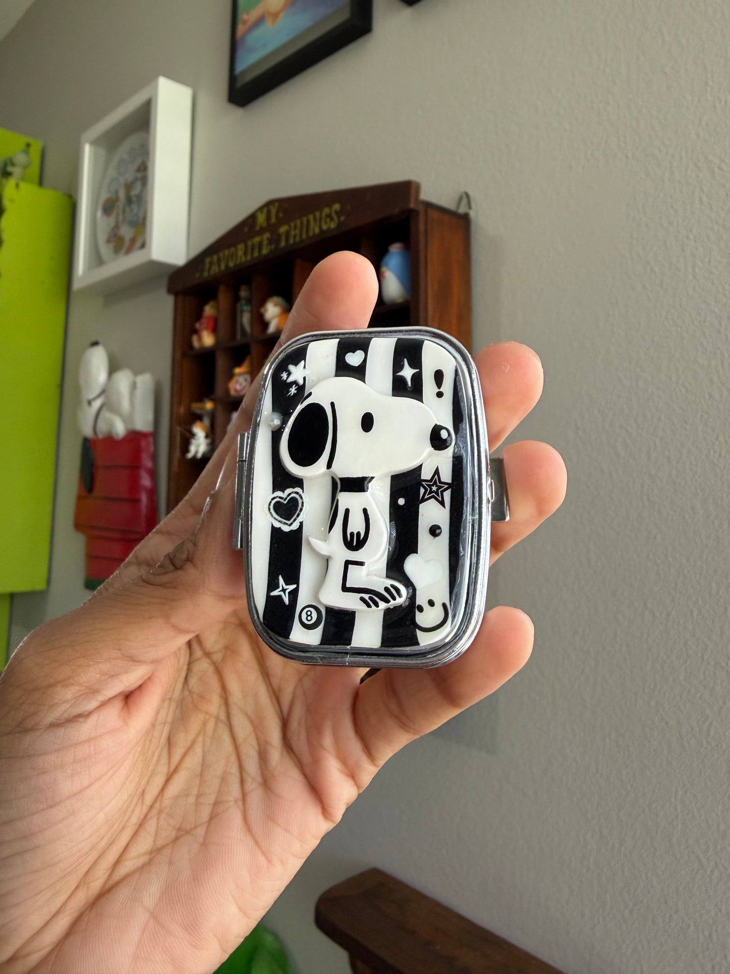 B & W Snoopy Pill Case