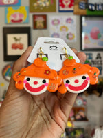 Orange Juice Clown Earrings