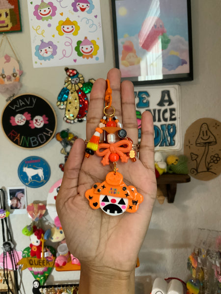 Candy Corn Pumpkin Clown Bag Charm