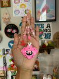 Pink Pumpkin Clown Bag Charm