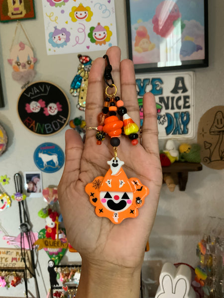 Mostly Ghostly Pumpkin Clown Bag Charm