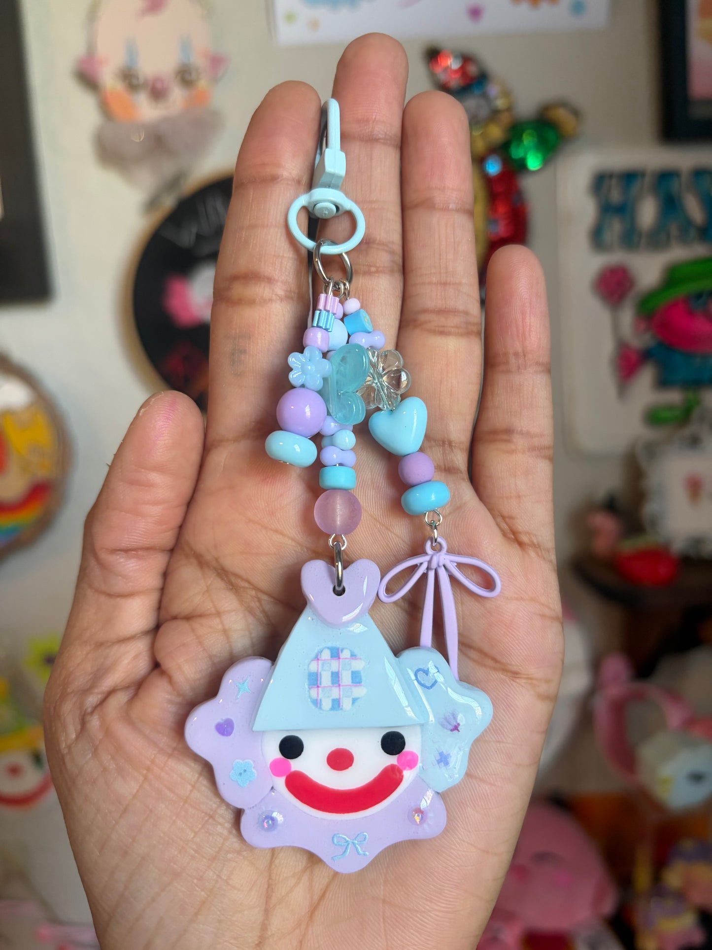 Bluebell Clown Bag Charm