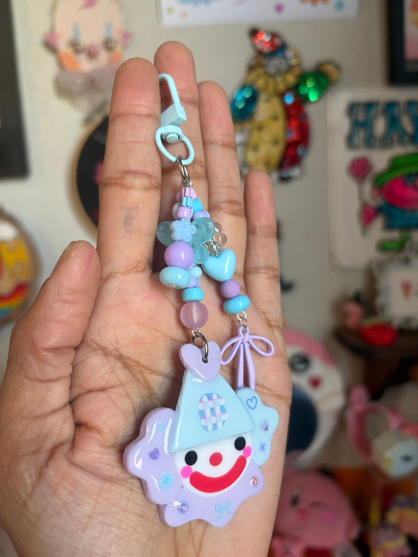 Bluebell Clown Bag Charm