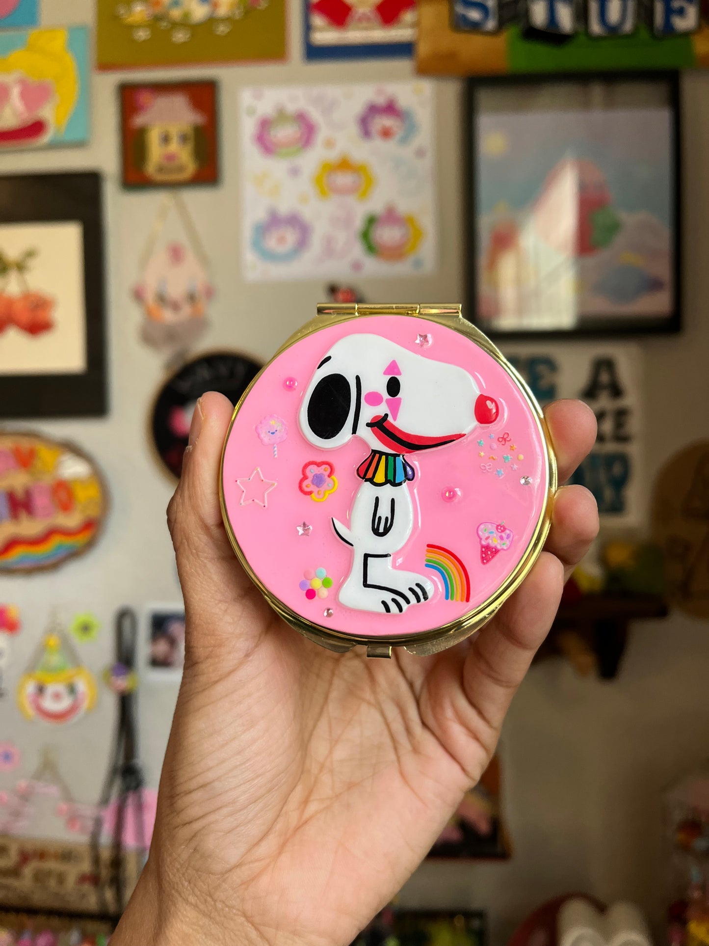 Clown Snoopy Pocket Mirror
