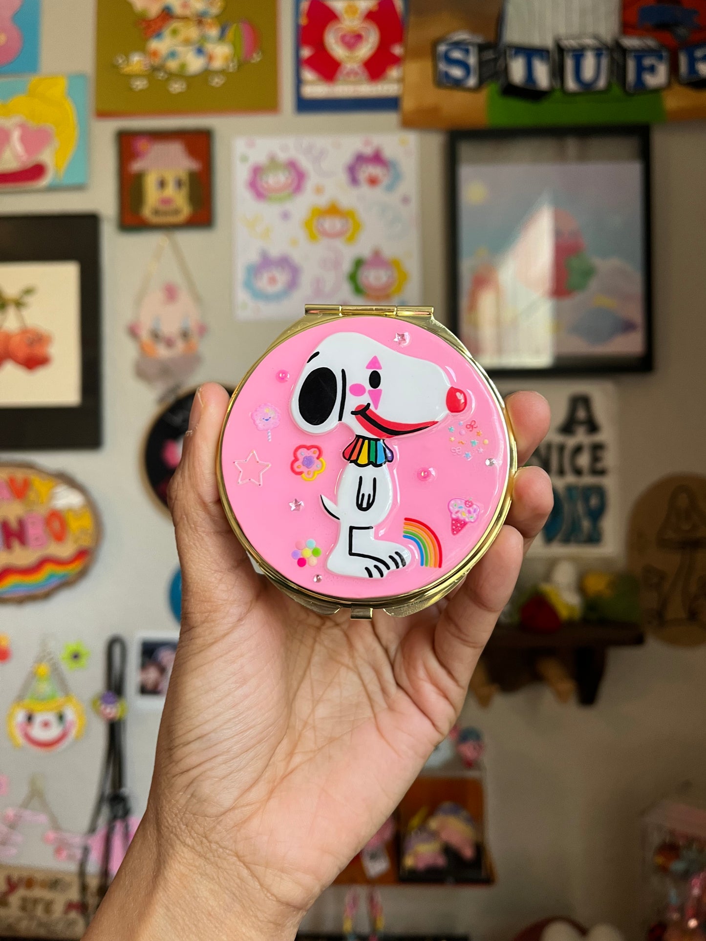 Clown Snoopy Pocket Mirror