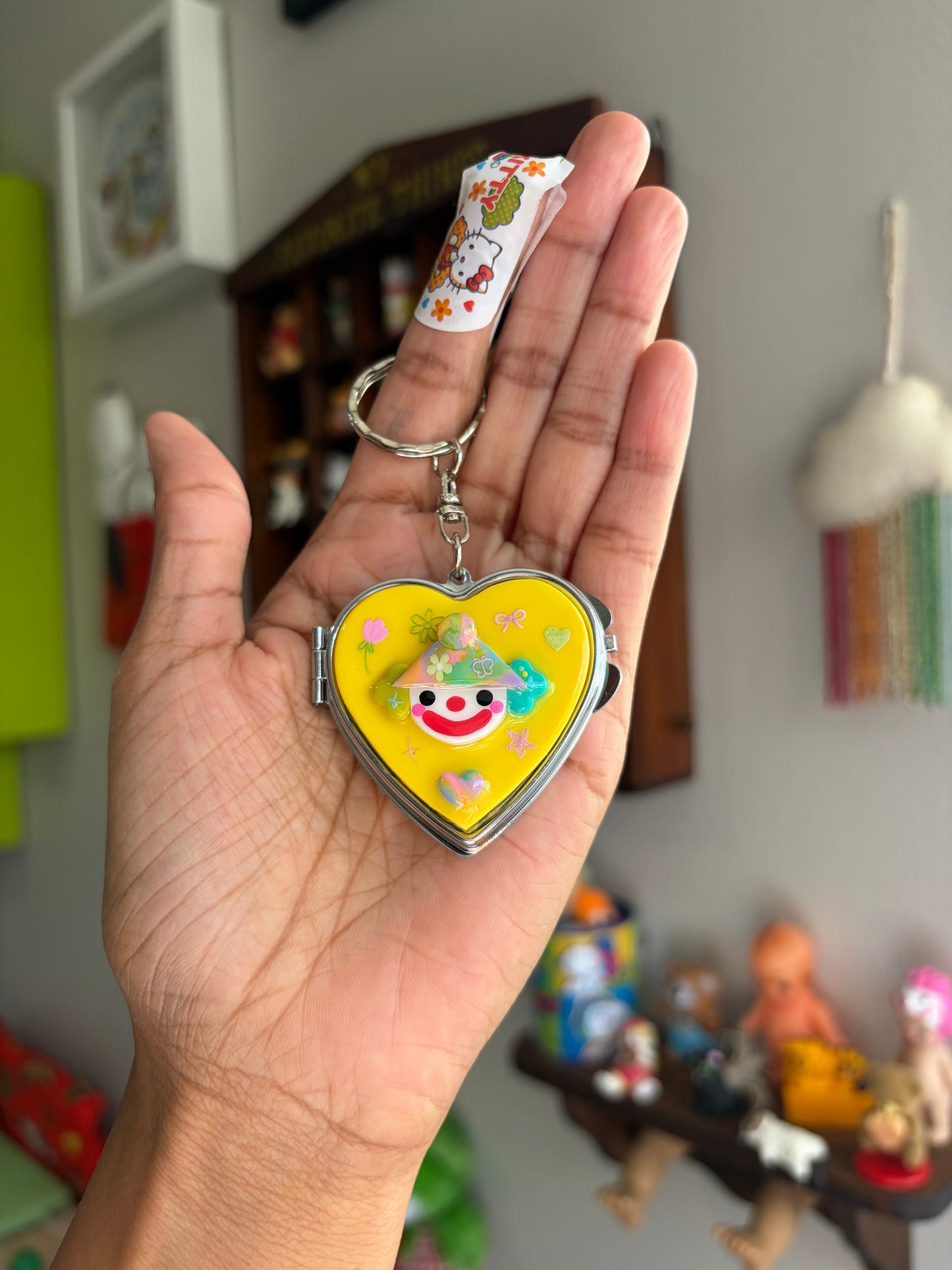 Clover Heart Keychain Mirror