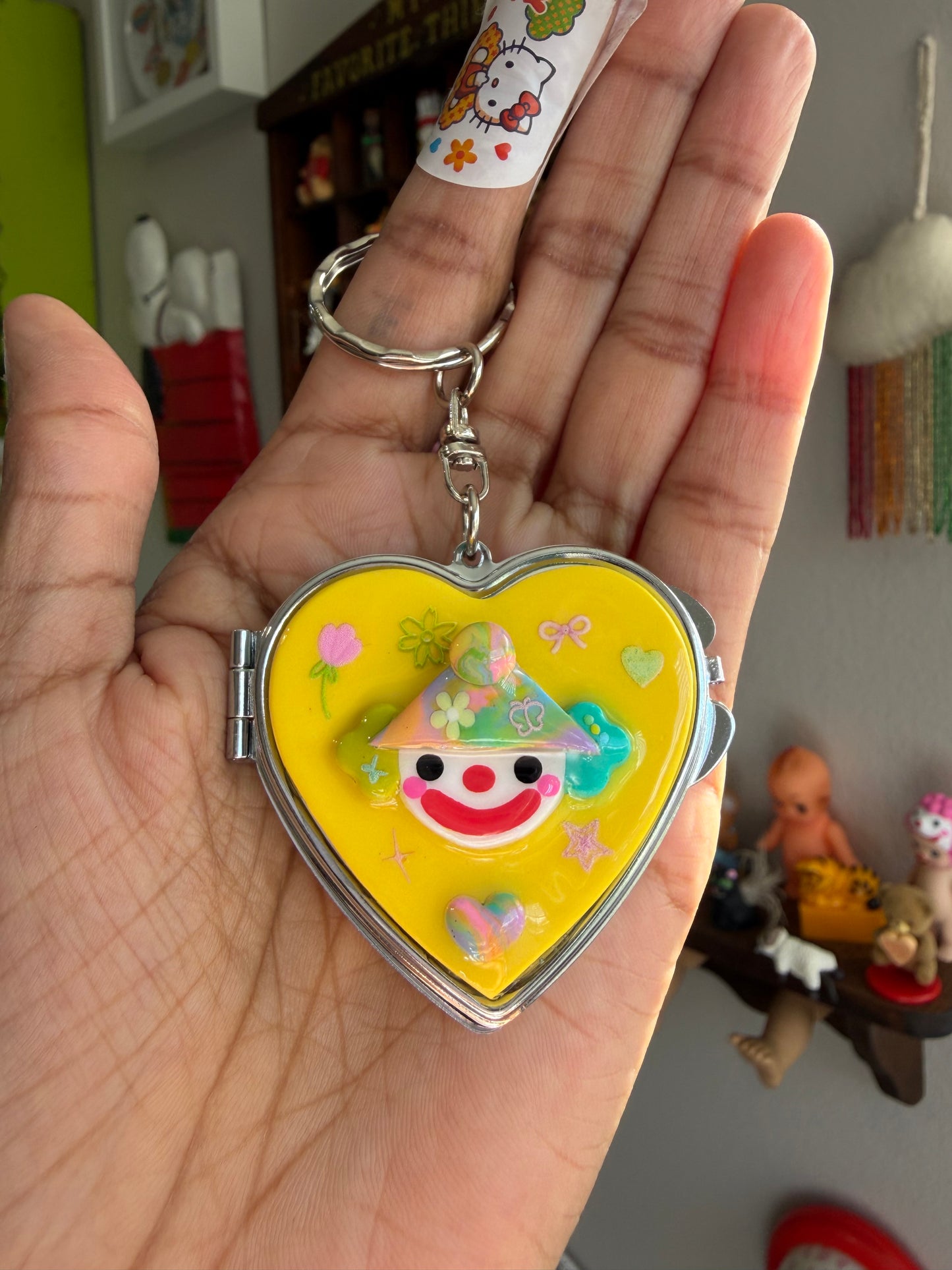 Clover Heart Keychain Mirror