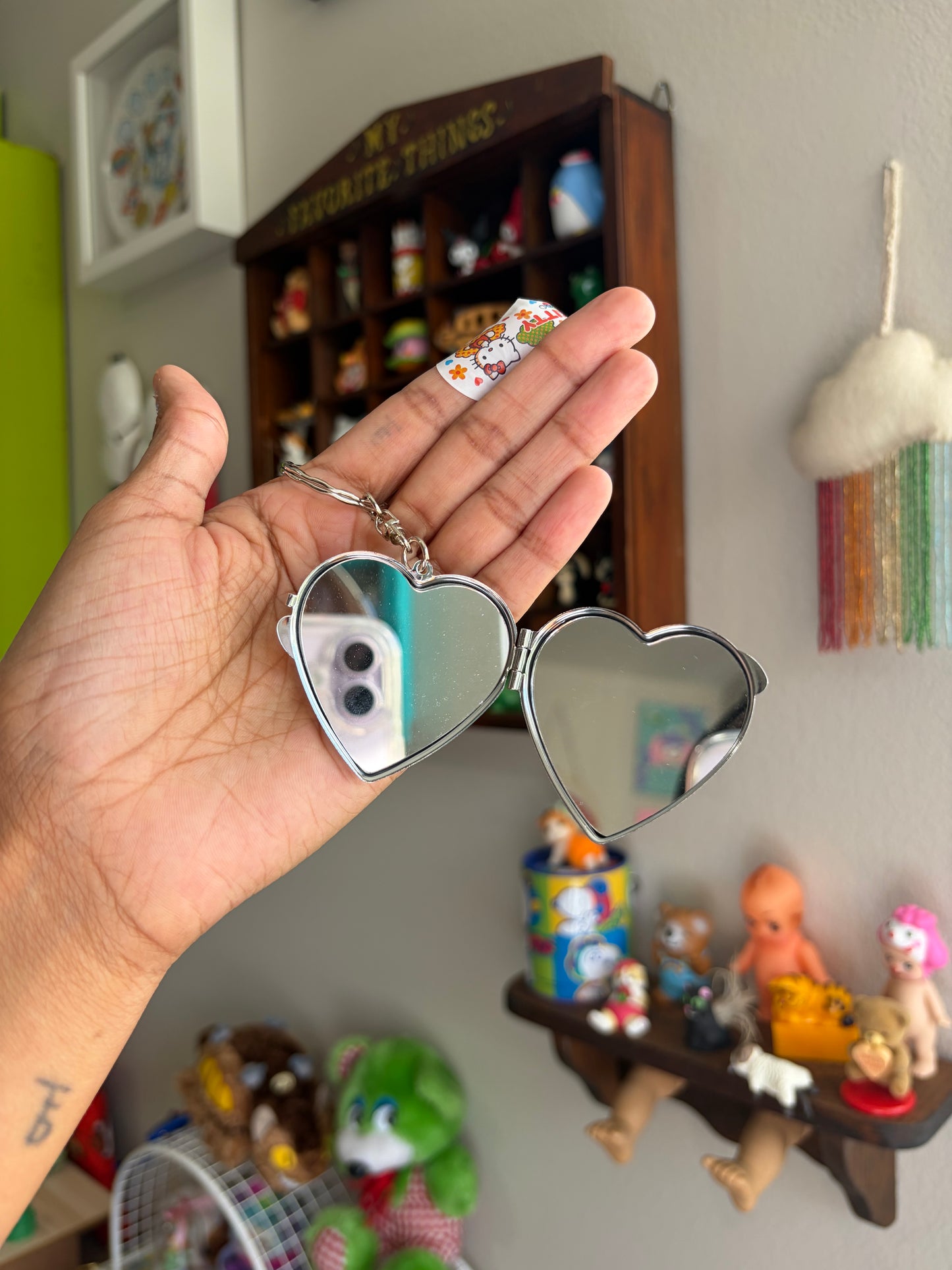 Clover Heart Keychain Mirror