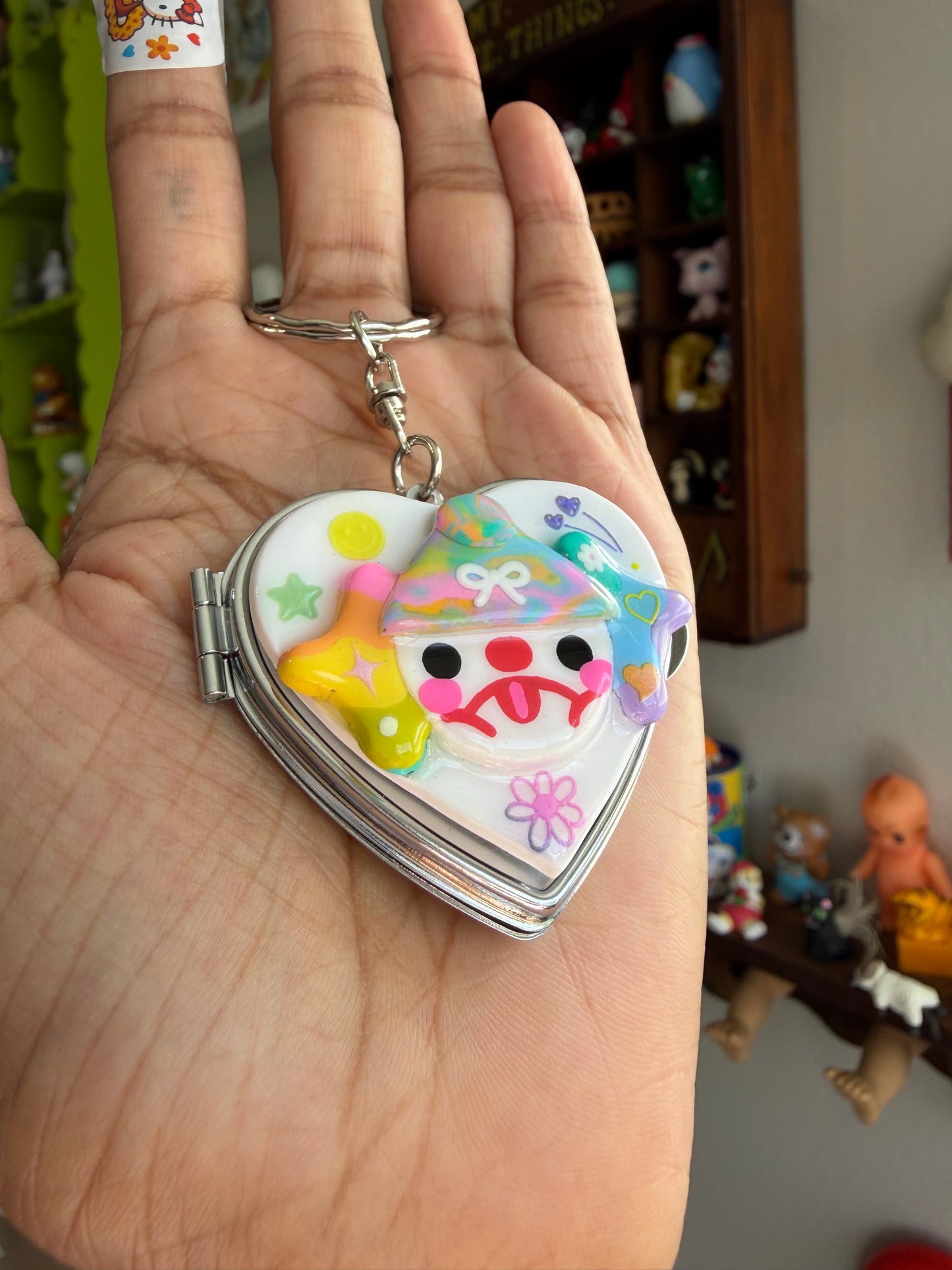 Petunia Heart Keychain Mirror