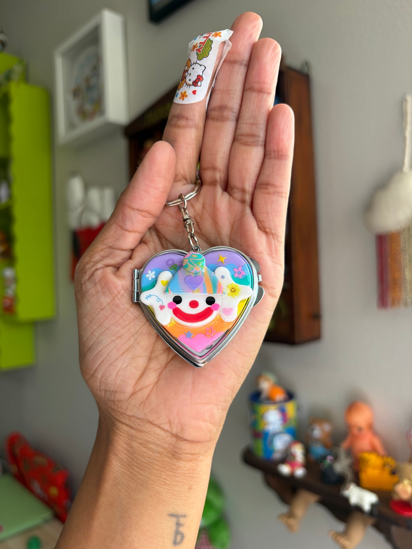Poppy Heart Keychain Mirror