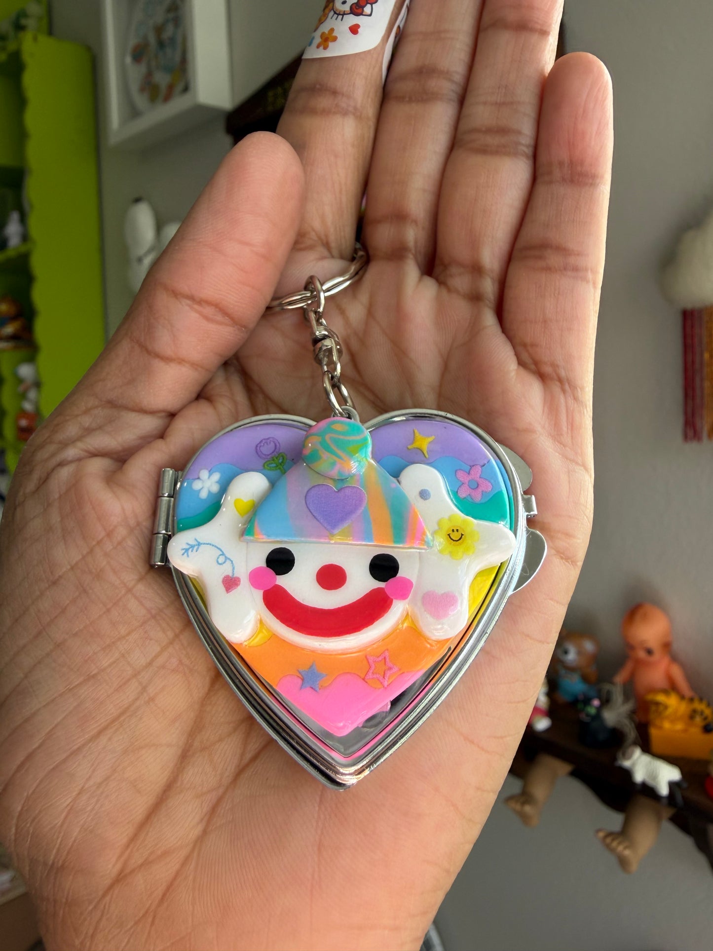 Poppy Heart Keychain Mirror