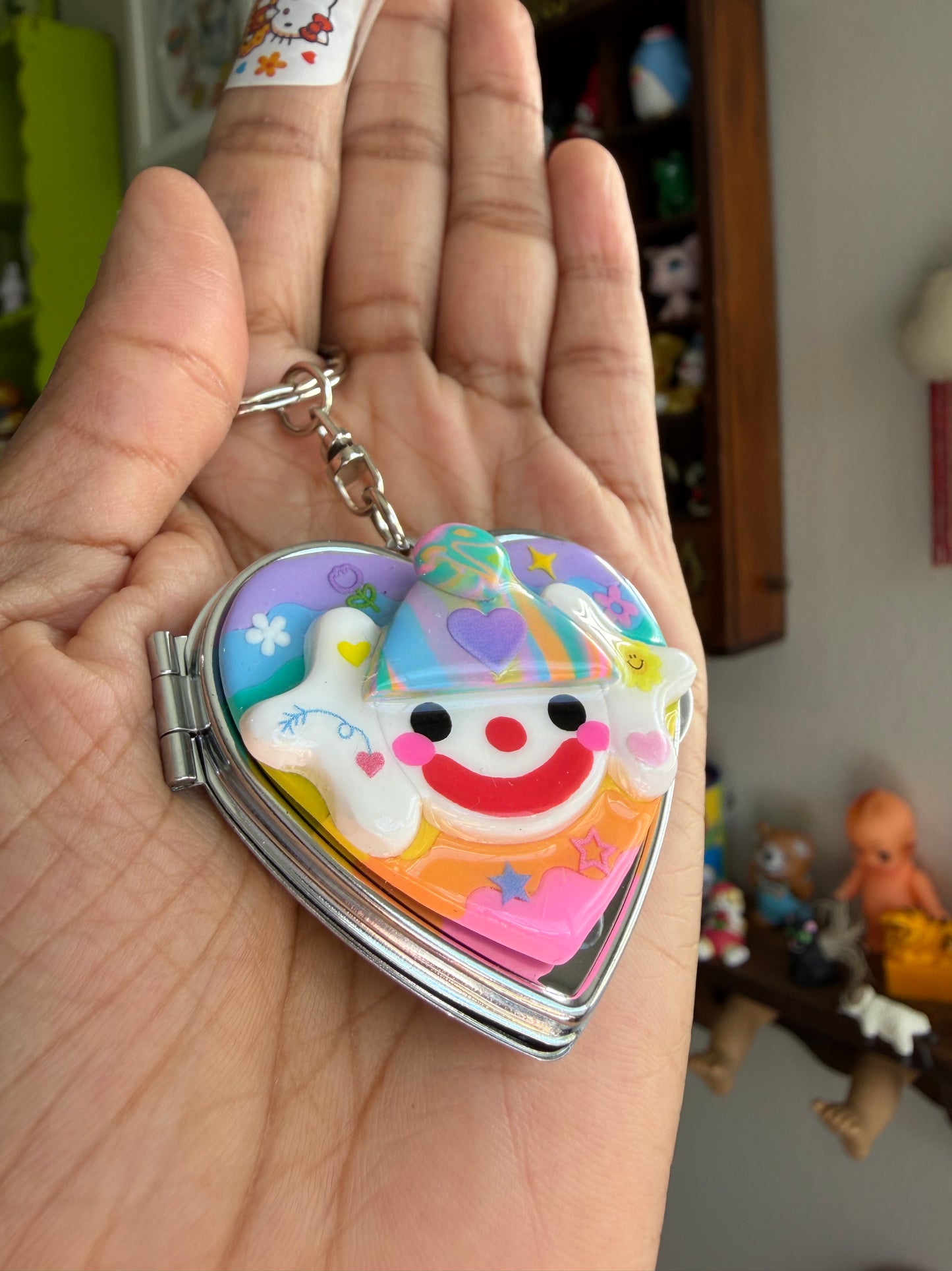 Poppy Heart Keychain Mirror