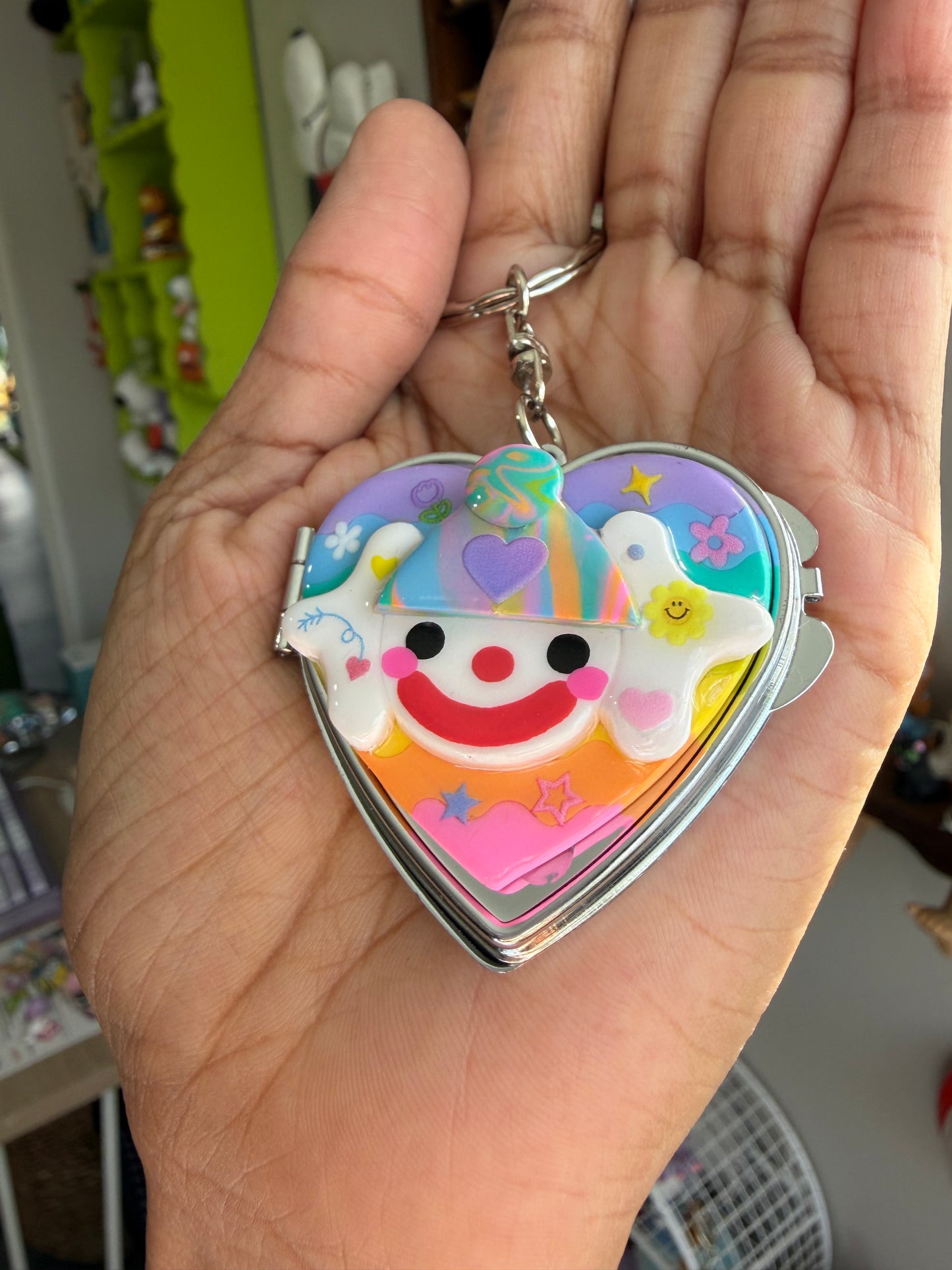 Poppy Heart Keychain Mirror